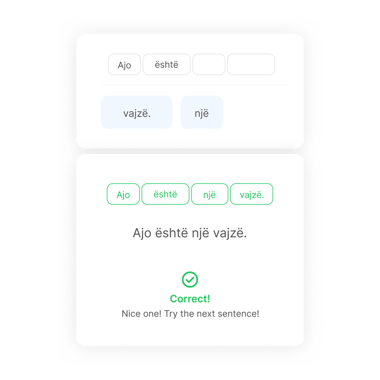 OnAlbanian app: Word order